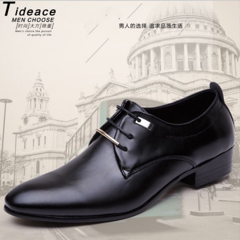 Men&#39;s Leather Business Formal Wear Youth Shoes, Size: 38, Color: Black