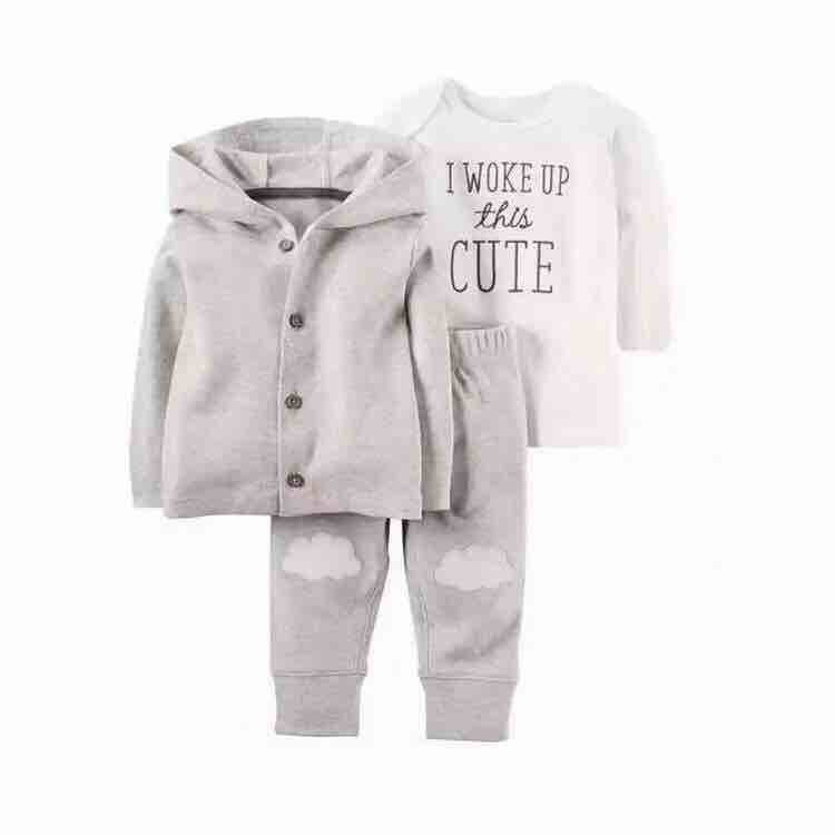 Baby Boys-Girls Jumpsuit Coat Short-sleeved 3-pc Suit, Color: 07388, Suitable for height: 18m