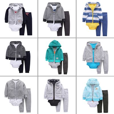 Baby Boys-Girls Jumpsuit Coat Short-sleeved 3-pc Suit