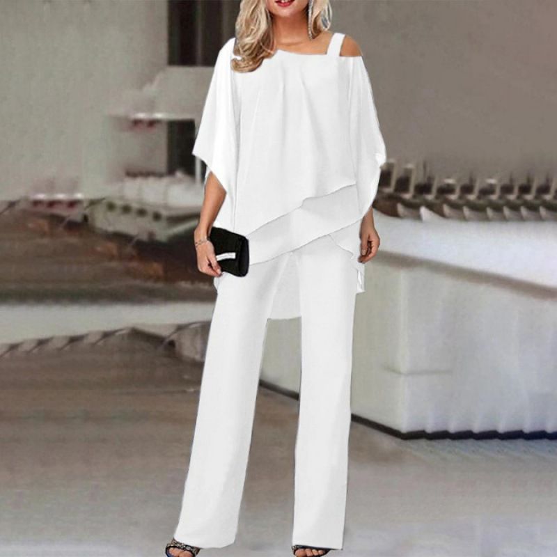 Women&#39;s Clothing Loose Batwing Sleeve Casual Suit, Size: S, Color: White