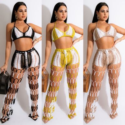 Women&#39;s 2 pcs Beach Fishnet Sexy Suit