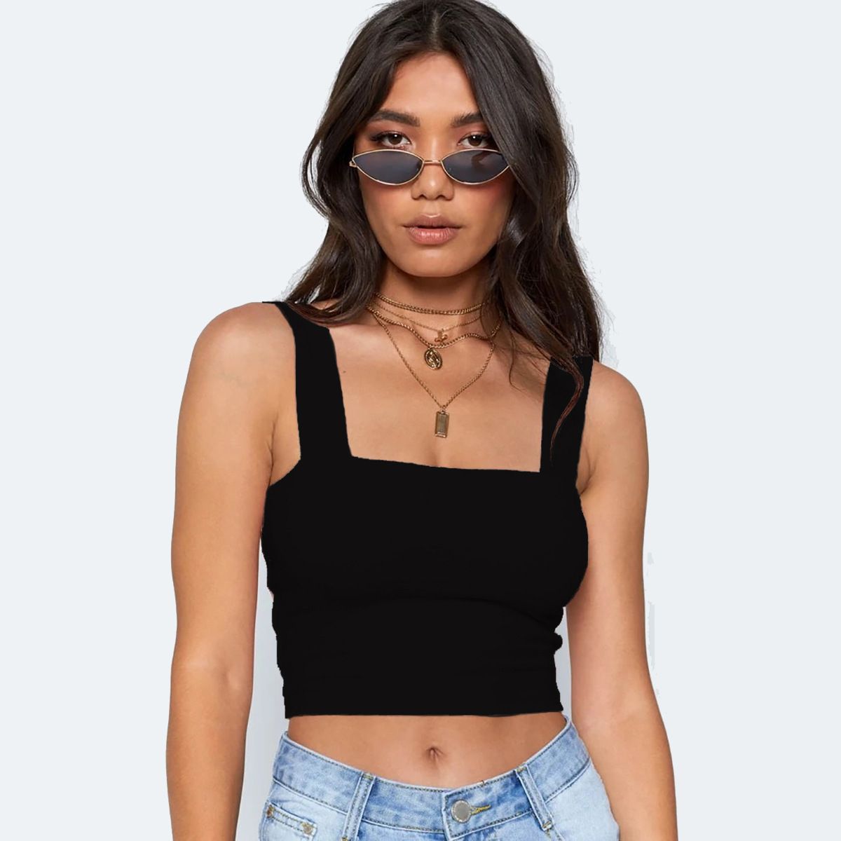 Women&#39;s Summer Fashion T-shirt Sexy Top, Color: Black, Size: Xs