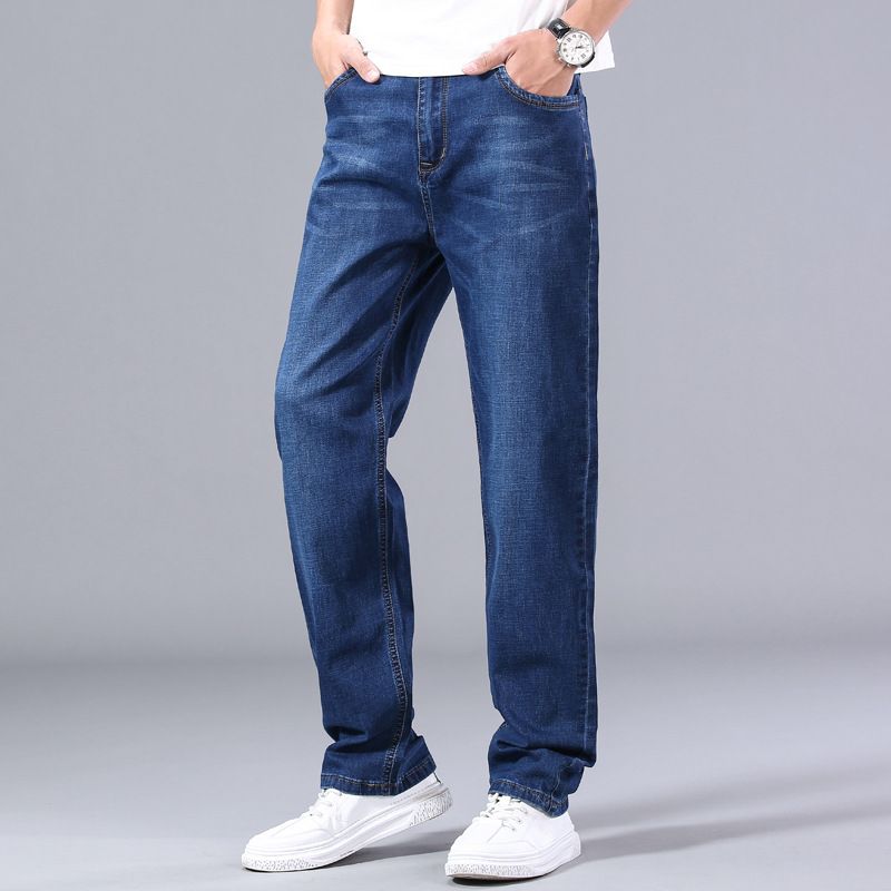 Men&#39;s Classic Loose Casual Straight Size jeans, Size: 30, Color: Dark blue