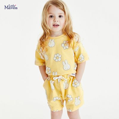 Children&#39;s Short-sleeved Pure Cotton Girl&#39;s Suit