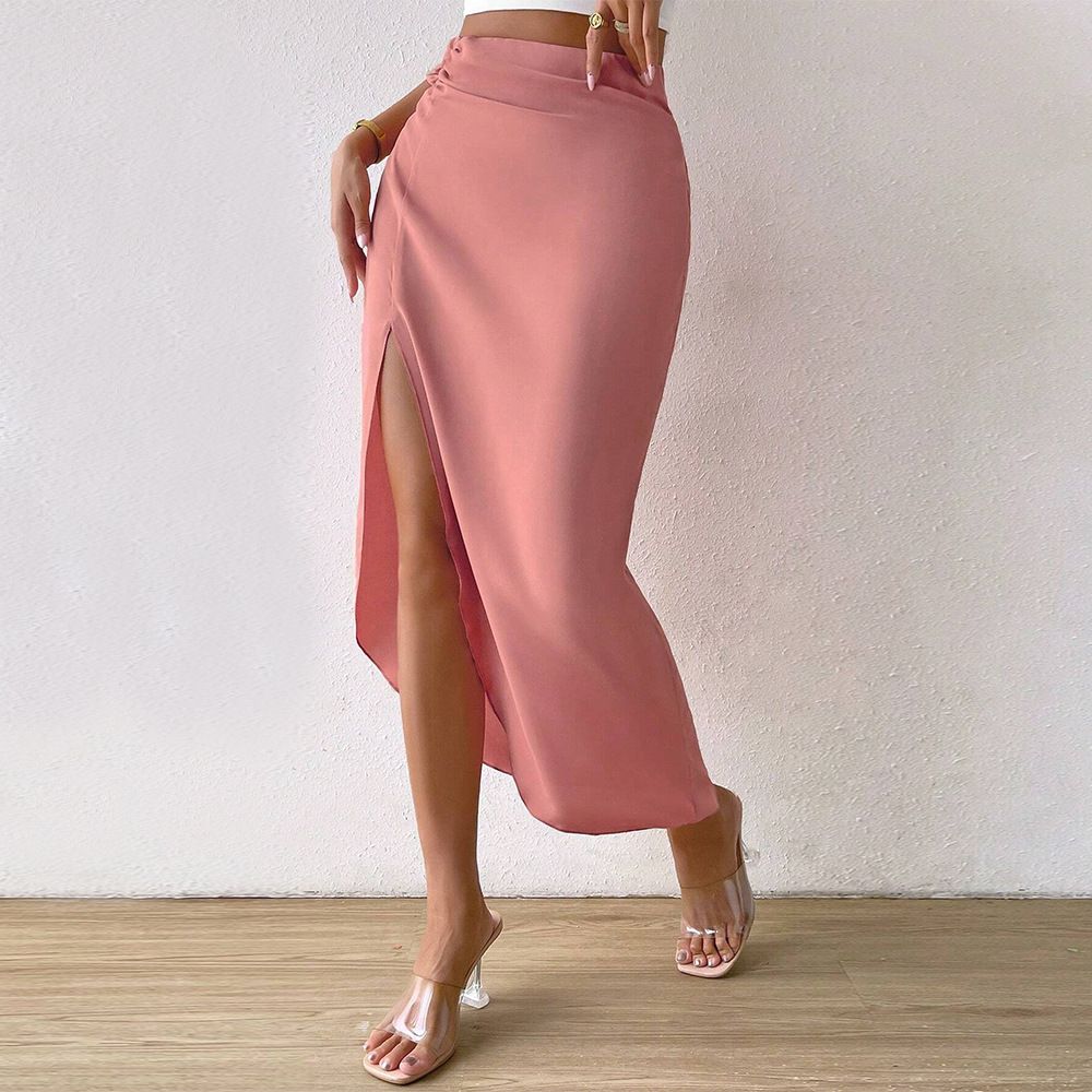 Women&#39;s Clothing Sexy Split Elegant Sheath Skirt, Size: S, Color: Pink