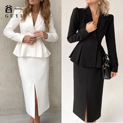 Women Dress Clothing Solid Color Bag Hip Skirt