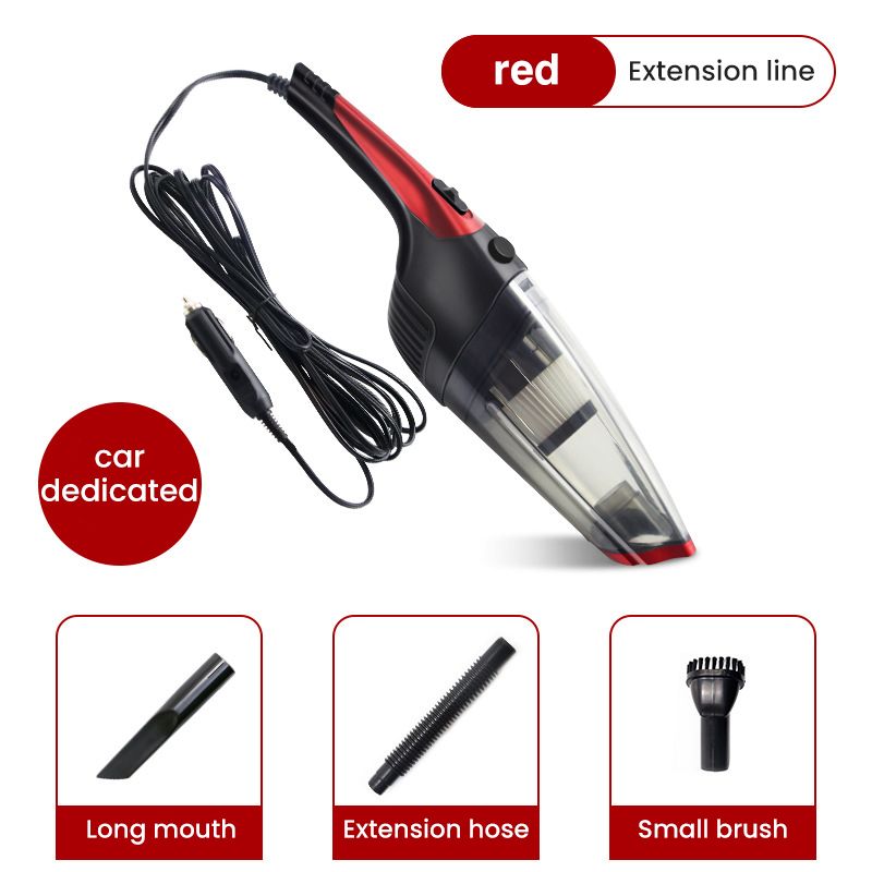 7.4v/12v Car Suction Auto Interior Vacuum Cleaner, Color: Red Wired, Ships From: China