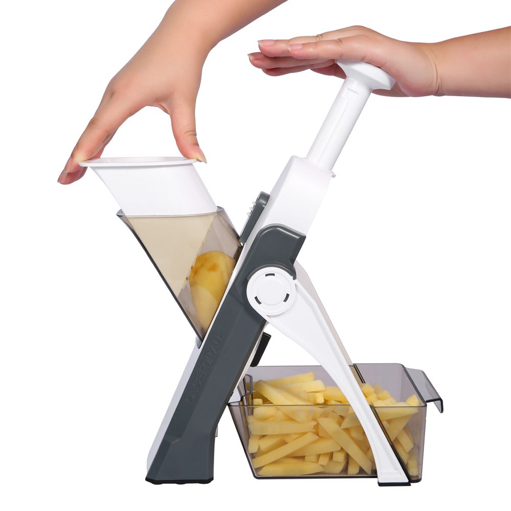 Vegetable Chopper, Fruit Dicer, French Fry Cutter, Color: Grey