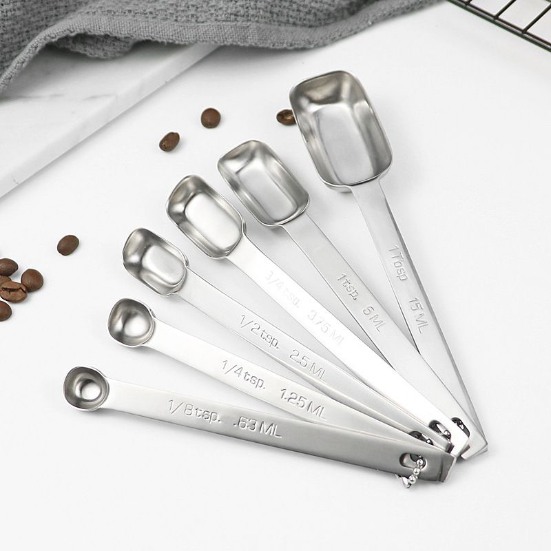 Multi-size Stainless Steel Measuring Spoons, Specifications: Six-piece set