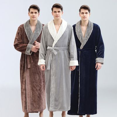 Men&#39;s Bathrobe Flannel Nightgown Pajamas