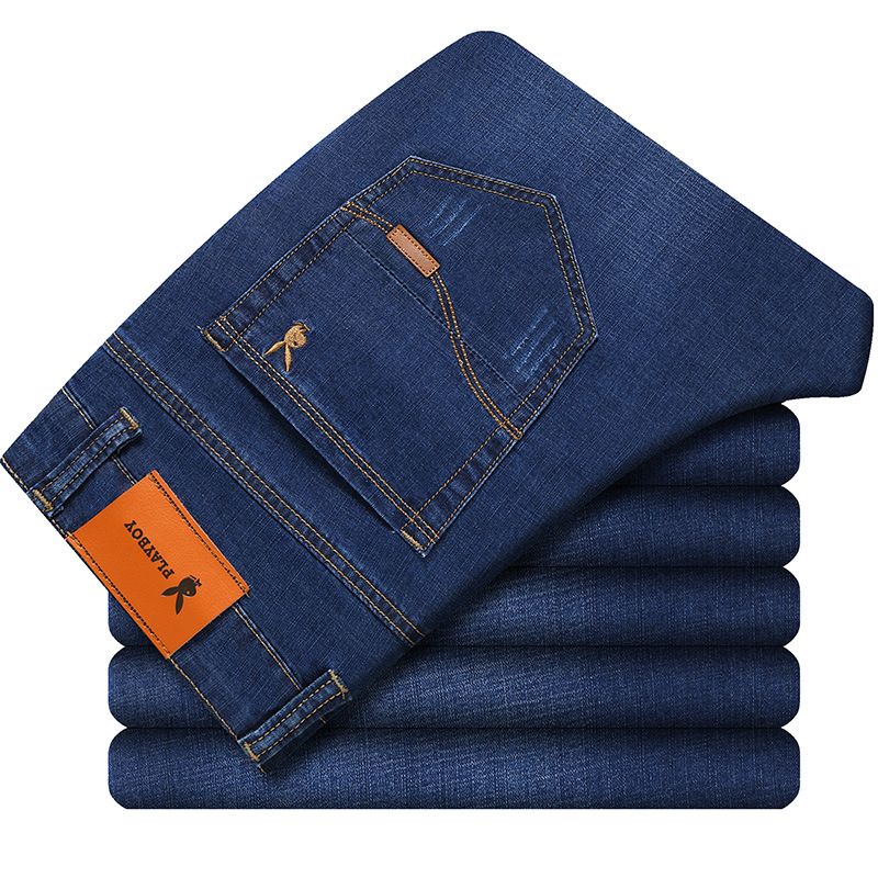 Men&#39;s Jeans Stretch Casual Straight Business Trousers, Size: 28, Color: 8008 blue