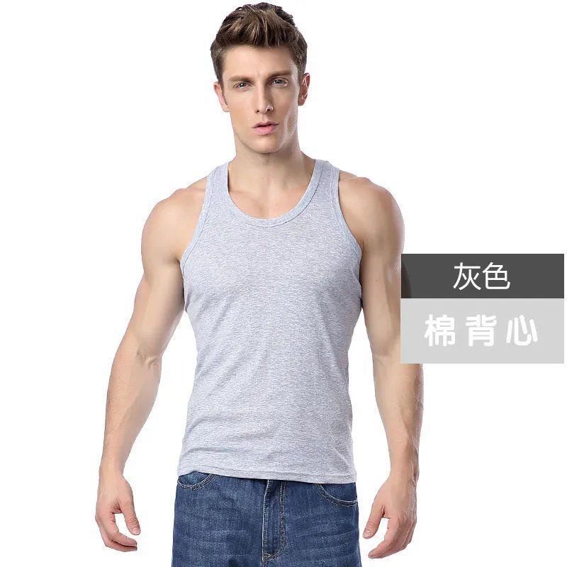 Men&#39;s Vest Middle-aged Fitness Undershirt, Size: L, Color: Men&#39;s vest [one piece] gray