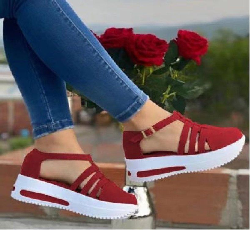 Women Round Toe Low Top Solid Color Casual Shoes, Size: 35, Color: Red