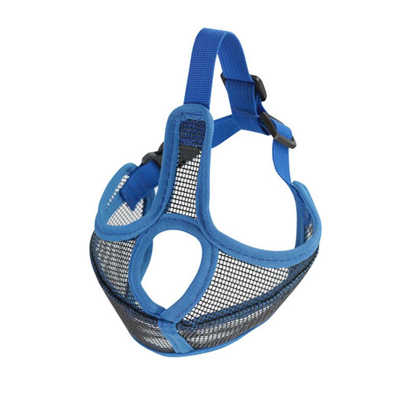 Bulldog -Mouth Cover Anti-picking Pet Mask, Specifications: M, Color: Upgraded blue