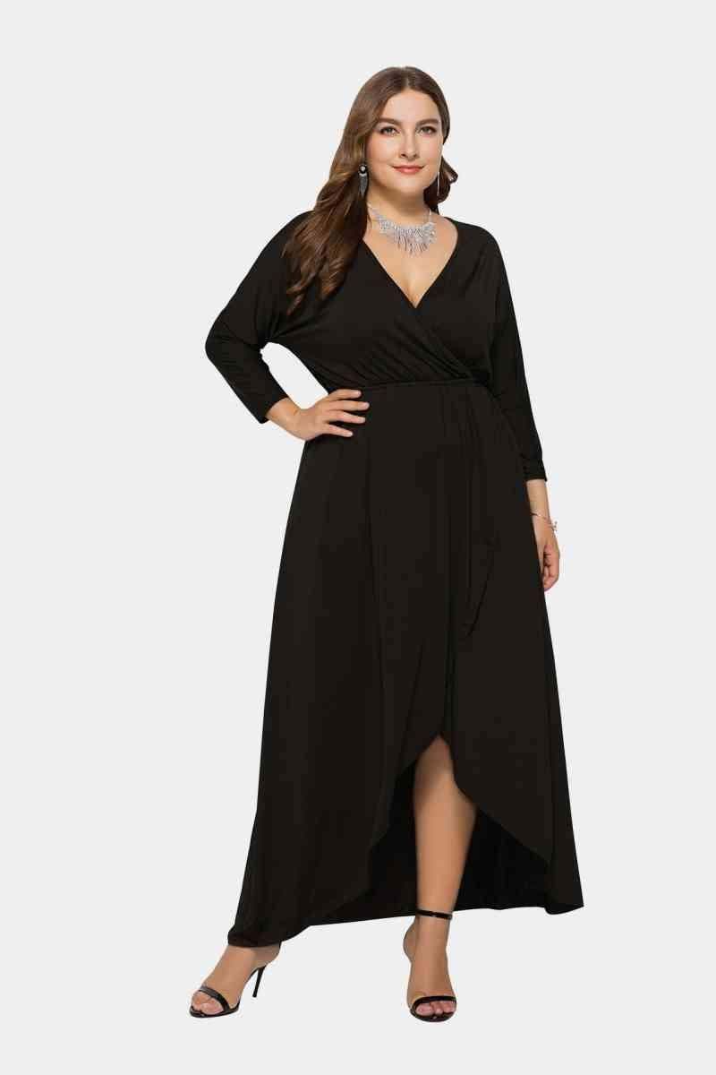 Big size women summer maxi long dresses, Color: Black, Size: XL