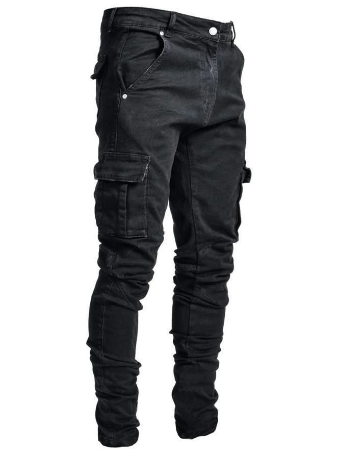 Men&#39;s Side Pocket Skinny Jeans, Size: M, Color: Black