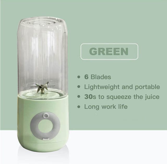 Juicer Portable Home Juicer, Color: Matcha green-6 blades, Product Specifications: 190mm*80mm