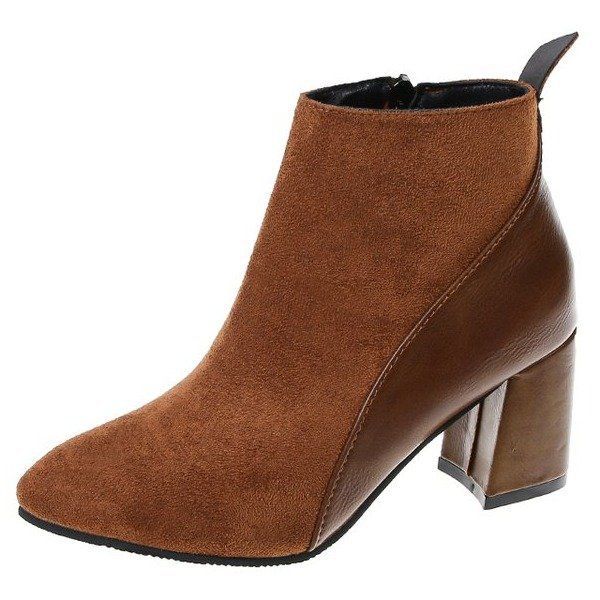 Women&#39;s Thick Heel Pointed Ladies Leather Boot, Size: 42, Color: Dark brown