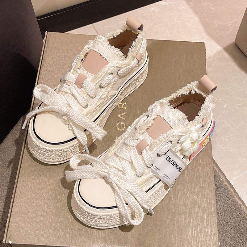 Women&#39;s Small Fragrant Style Canvas Shoes, Size: 35, Color: Off-white