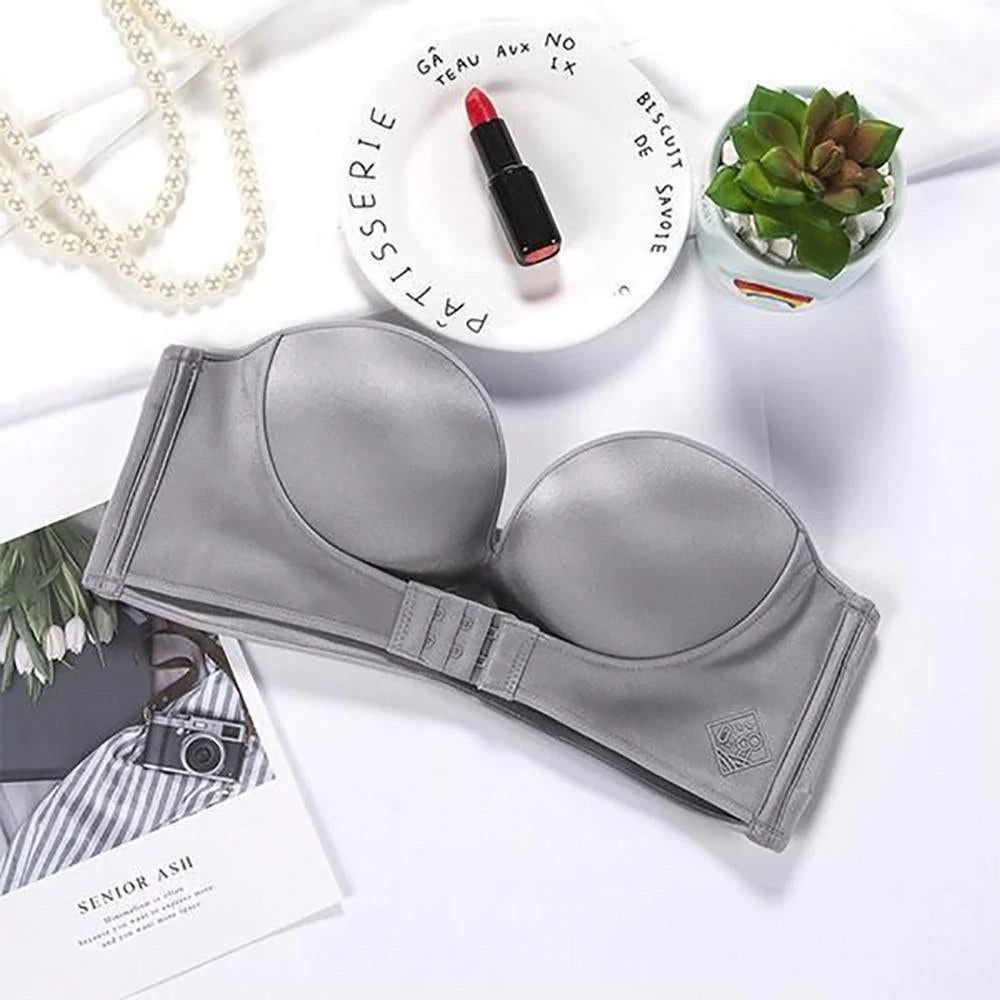 Non-slip small chest sexy invisible front bra, CHEST: GREY, Size: 32, Color: A