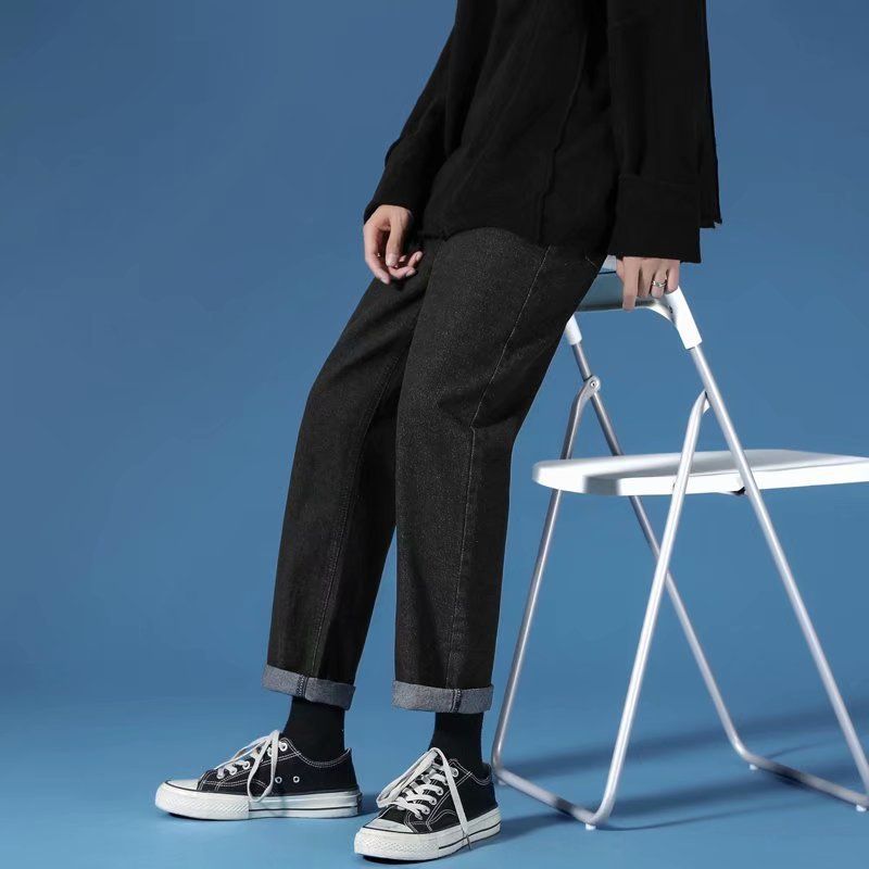 Men&#39;s/Boy&#39;s Loose Straight Wide-leg Pants, Size: S, Color: Black