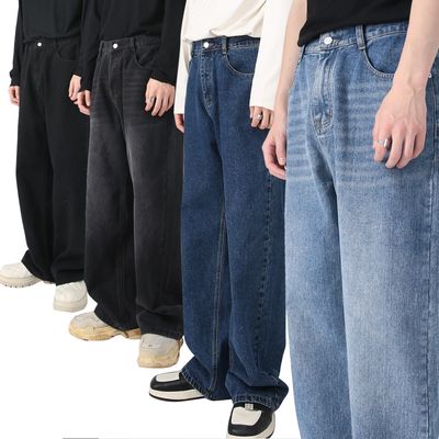 Men&#39;s Loose Elastic Waist Straight Casual Jeans