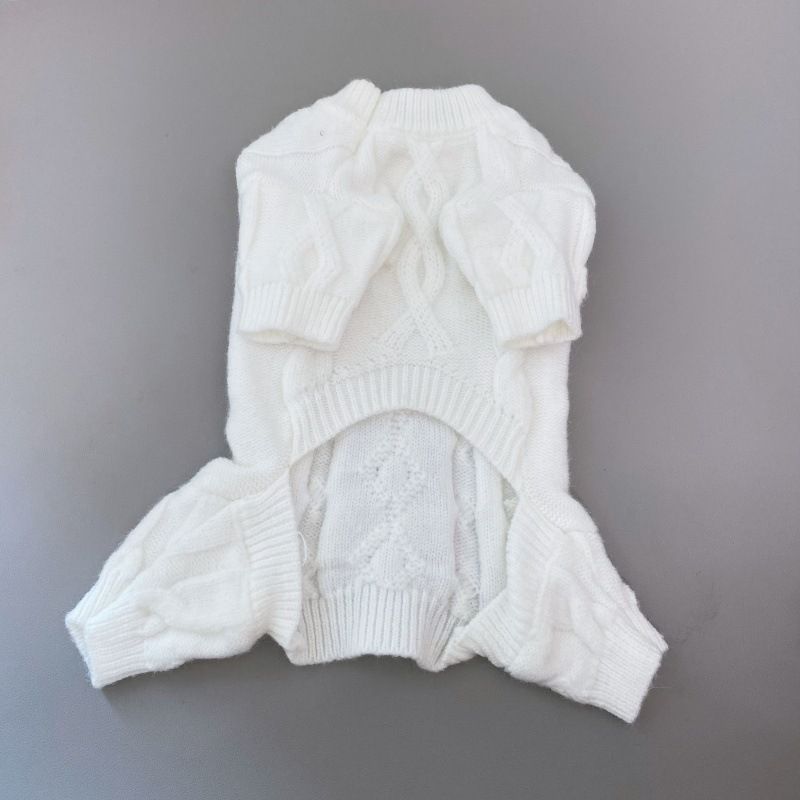 Pet Four-legged Knitted Warm Sweater Dog Small, Color: White-four-legged clothing, Size: S