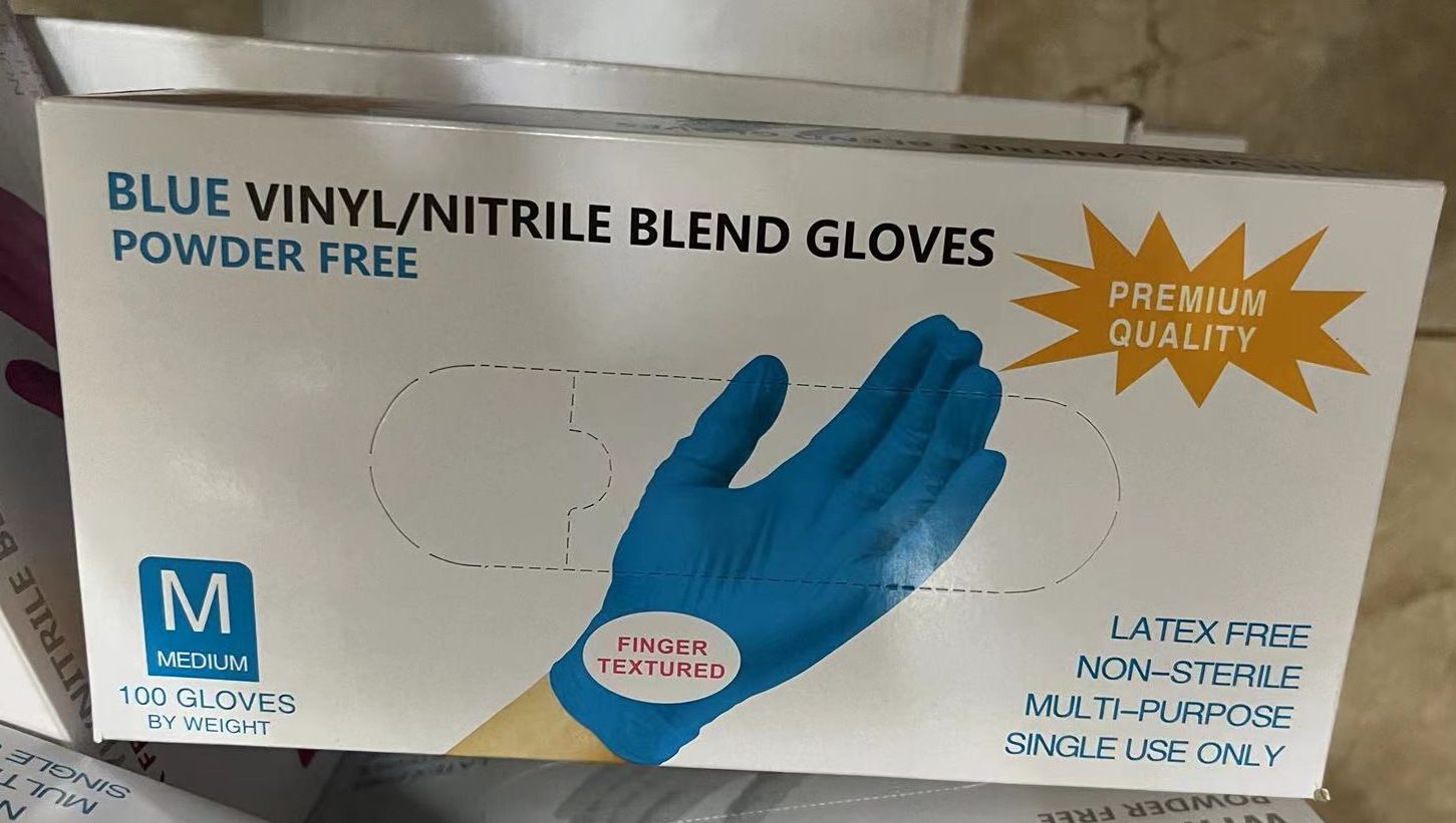 Wanli Plastic Disposable Nitrile Gloves Mixed Nitrile Gloves Thickened Food Grade Composite Nitrile Protective Gloves, Specification Model: Wanli packaging blue S size small size