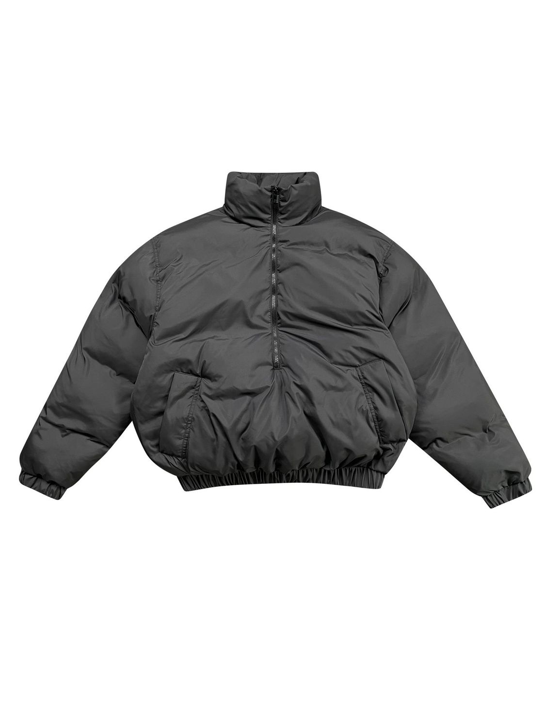 Double-line ESSENTIALS Half-zipper Bread Suit High Street Trendy Men&amp;#039;s And Women&amp;#039;s Cotton-padded Jacket, Color: black, Size: S