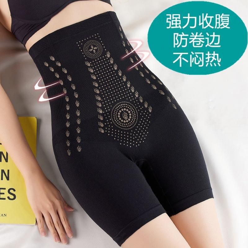 High Waist Abdominal Panties Women&amp;#039;s Hip-lifting Small Belly Waist Waistband Body-slimming Leg Gastric Anti-light Bottoming Safety Pants, Size: L is suitable for [140-160catty], Color: black