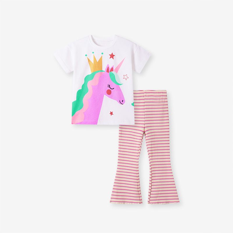 Summer Cartoon Kidsren&amp;#039;s Two-Piece Girls Suit, Suitable for height: 2Y(90cm), Color: g2018
