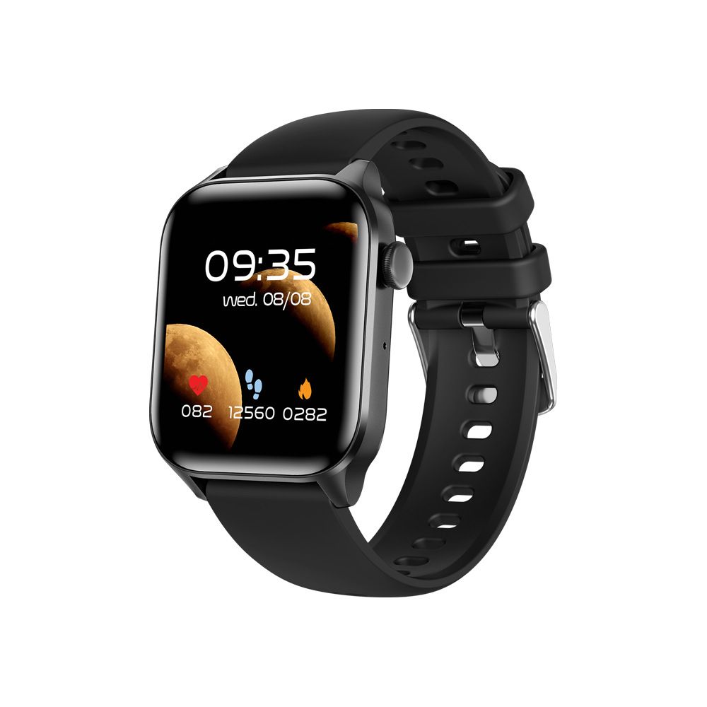 Smart Watch 1.83 Inch Screen Heart Rate Blood Oxygen Blood Pressure Bluetooth Call Sports Waterproof Smart Watch, Color: black