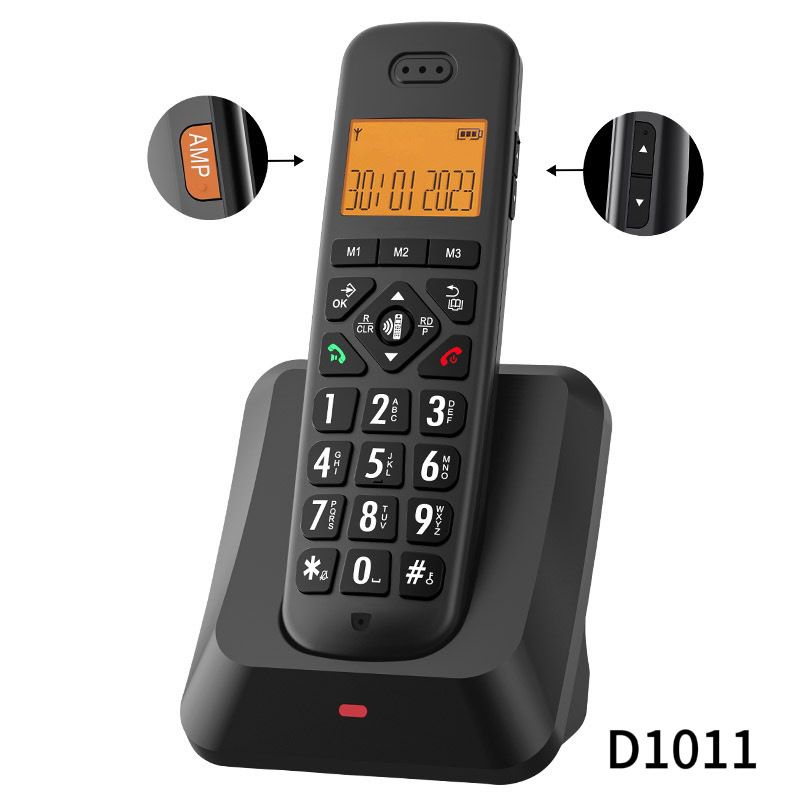 Digital Cordless Telephone English Business Office Handheld Telephone Factory Direct Foreign Trade Wholesale, Color: black