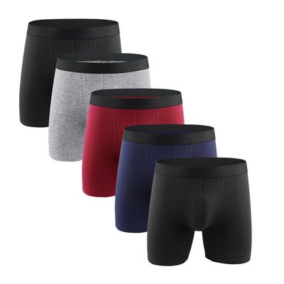 European And American Men&amp;#039;s Underwear Pure Cotton Large Size Fat Man Men&amp;#039;s Boxer Briefs Lengthened Sports Solid Color Cross-border Supply