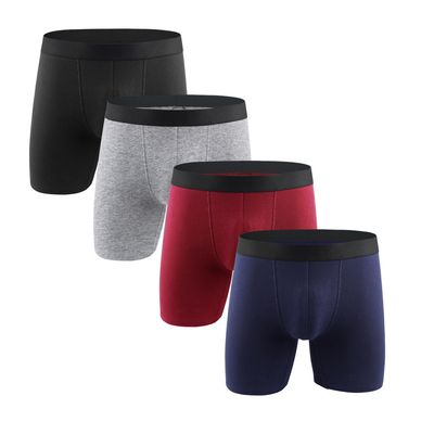 European And American Men&amp;#039;s Underwear Pure Cotton Large Size Fat Man Men&amp;#039;s Boxer Briefs Lengthened Sports Solid Color Cross-border Supply