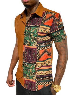 Chemise élégante au motif africain pour homme