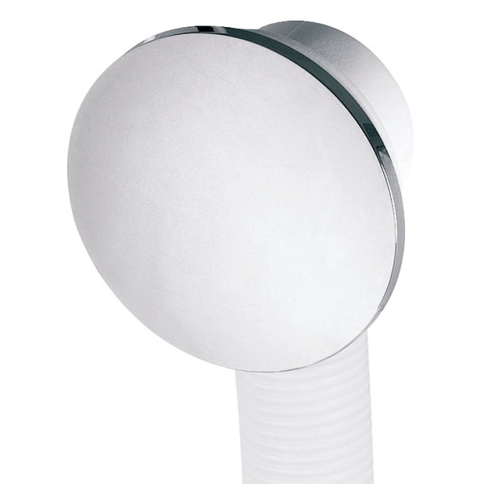 Bonde de baignoire chromée Wirquin Quick-clac avec siphon orientable et tuyau blanc, norme NF.