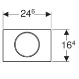 Geberit Sigma10 plaque de déclenchement, dimensions 24x16, chromé brossé, rectangle avec cercle central.