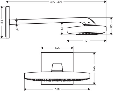 Douche de tête Hansgrohe Raindance Select E 300 3 jets avec bras de douche - vue 6