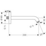 Bras de douche M ½“ 230 mm