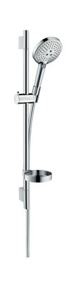Barre de douche Hansgrohe avec douchette à main Raindance Select S 120 3 jets , flexible Isiflex et porte savon Casetta&#39;S Puro