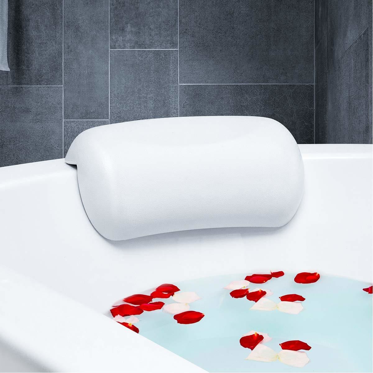 Repose-tête blanc de forme arrondie Bluestone, ergonomique et anti-dérapant pour baignoire