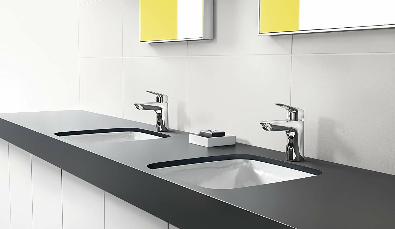 Mitigeur de lavabo Hansgrohe Logis 100 CoolStart en laiton chromé  avec tirette et vidage - vue 3
