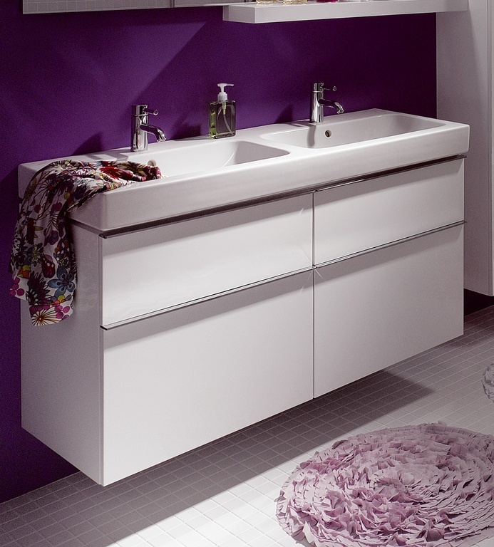 Plan-vasque double Geberit / Keramag iCon 120 cm avec deux trous pour robinetterie - vue 2