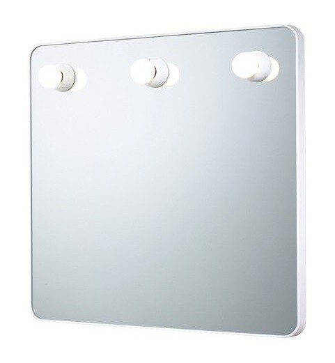 Miroir Gedy Dakota carré 55 cm avec cadre blanc et éclairage