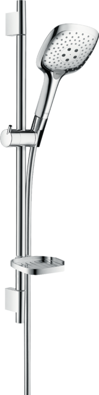 Barre de douche Hansgrohe avec douchette à main Raindance Select E 150 3 jets , flexible Isiflex et porte savon Casetta'S Puro