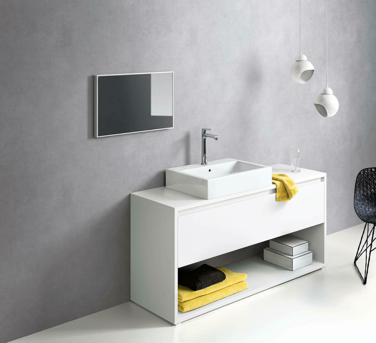 Mitigeur surélevé pour vasque libre Hansgrohe Metris 200 en laiton chromé avec tirette et vidage — vue 4