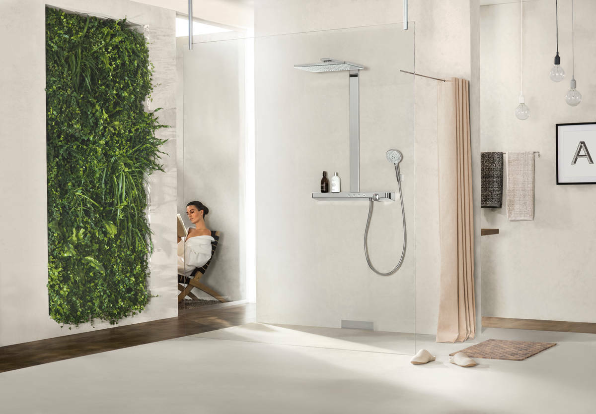 Colonne de douche Showerpipe Hansgrohe Rainmaker Select 460 3 jets avec mitigeur thermostatique blanc chromé - vue 3