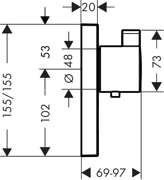 Set de finition pour mitigeur thermostatique encastré haut débit Hansgrohe ShowerSelect — vue 3