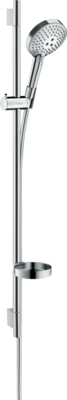 Barre de douche Hansgrohe avec douchette à main Raindance Select S 120 3 jets PowderRain avec flexible Isiflex et porte-savon Unica'S Puro